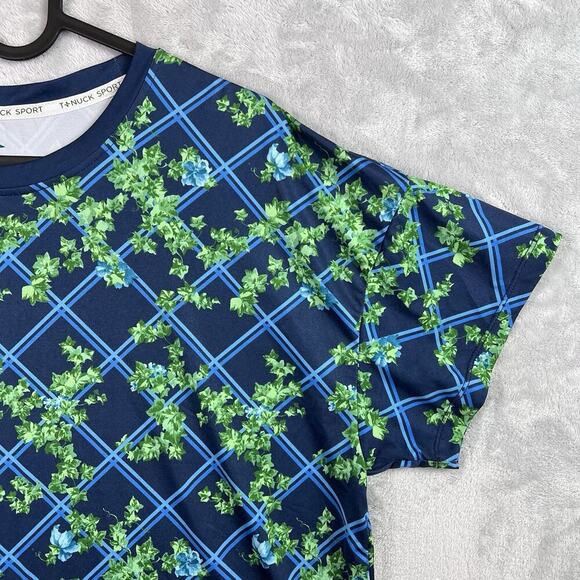 Tuckernuck Sport Athletic Top Women's Large Ivy Blue Green Short Sleeve Stretch - Picture 3 of 14